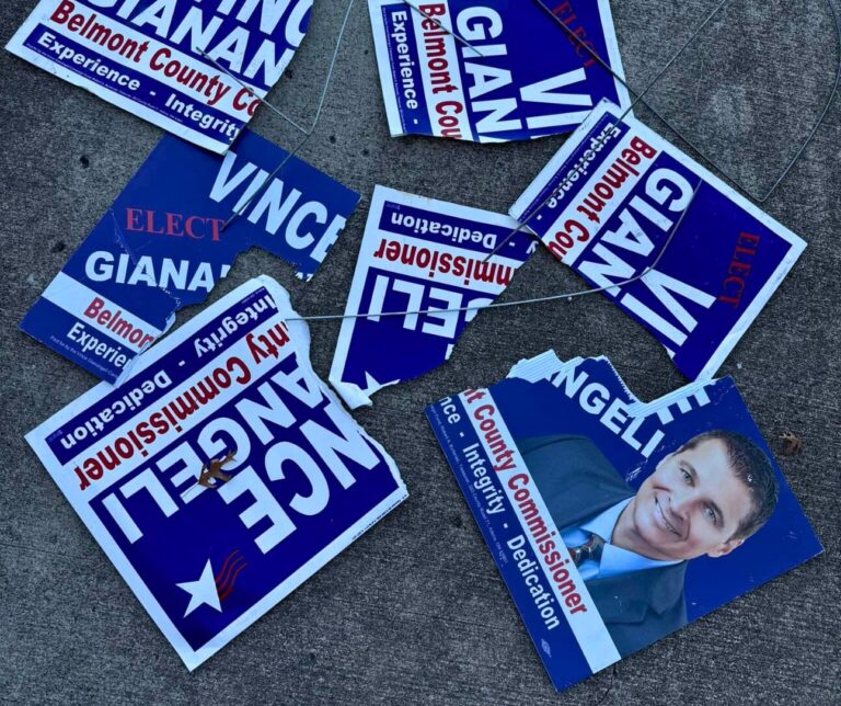 Newly-elected Republican Belmont County Commissioner wants person who allegedly destroyed his campaign signs held accountable