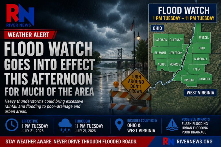 Flood Watch Issued for Much of the Ohio Valley Through Tonight