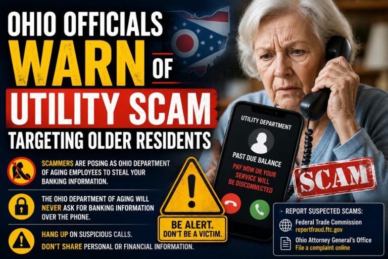 Ohio Officials Warn of Utility Scam Targeting Older Residents